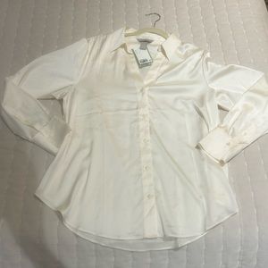 H&M V neck Blouse Satin look Large L Long Sleeved